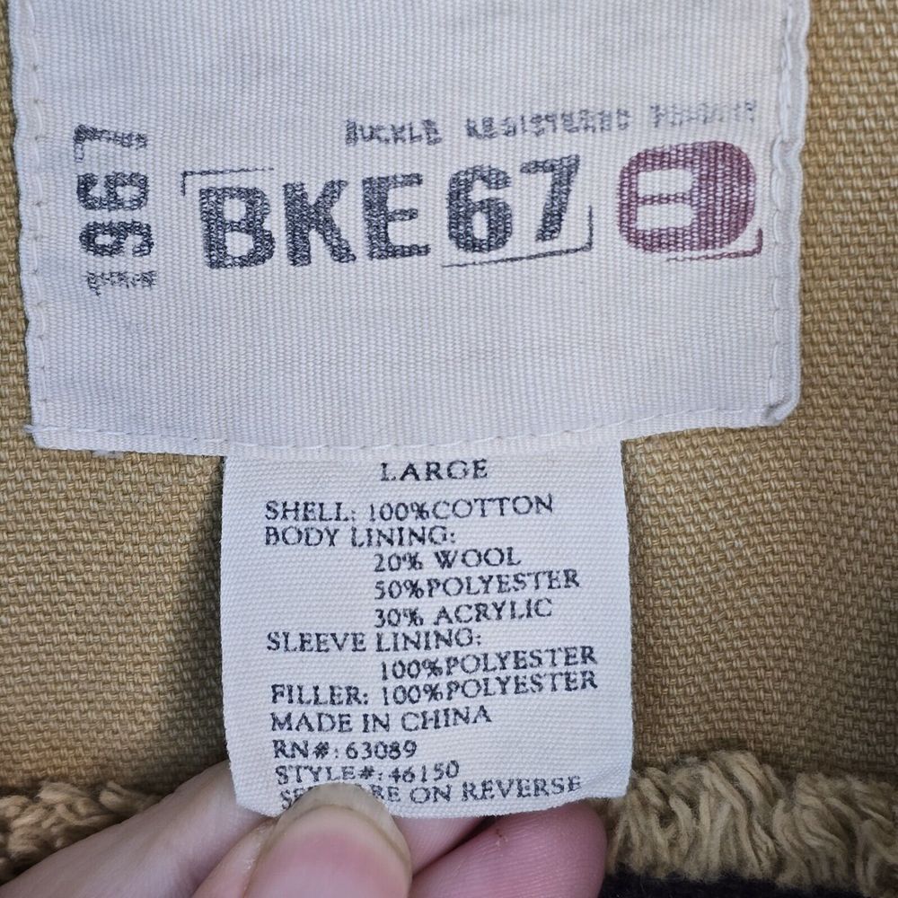 BKE 67 Mens Tan Canvas Barn Jacket Wool Blend Lined Workwear Coat Large 46150 - Picture 7 of 11